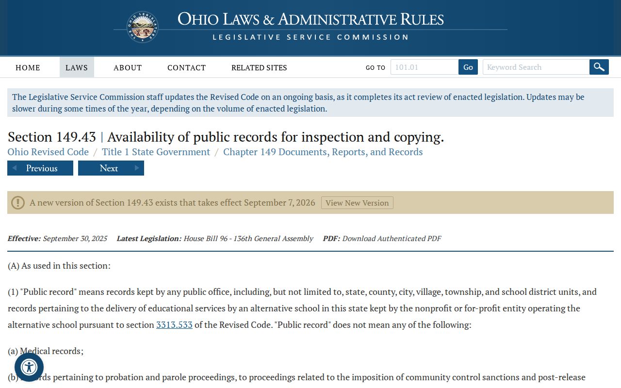 Licking County civil docket Ohio Public Records Act source