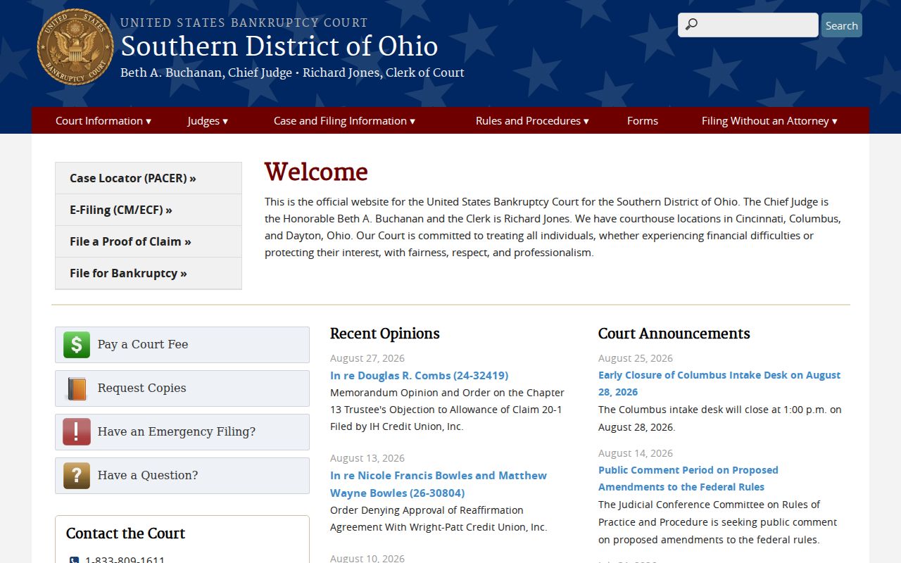 Licking County court record search federal bankruptcy court source