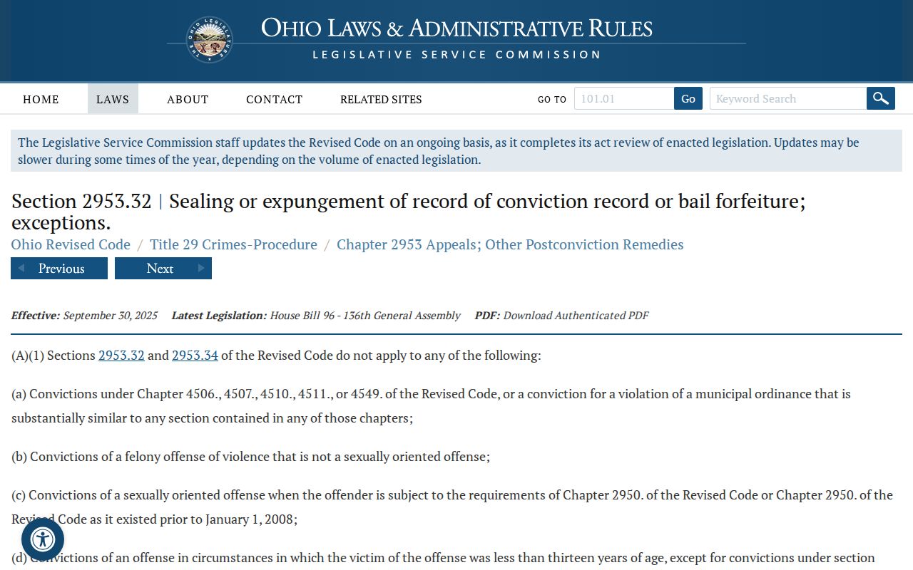 Licking County criminal docket access and Ohio adult record sealing statute