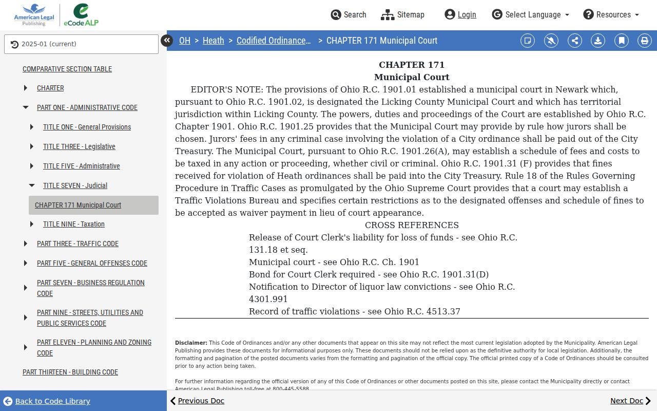 Heath court records in the Heath Municipal Court code