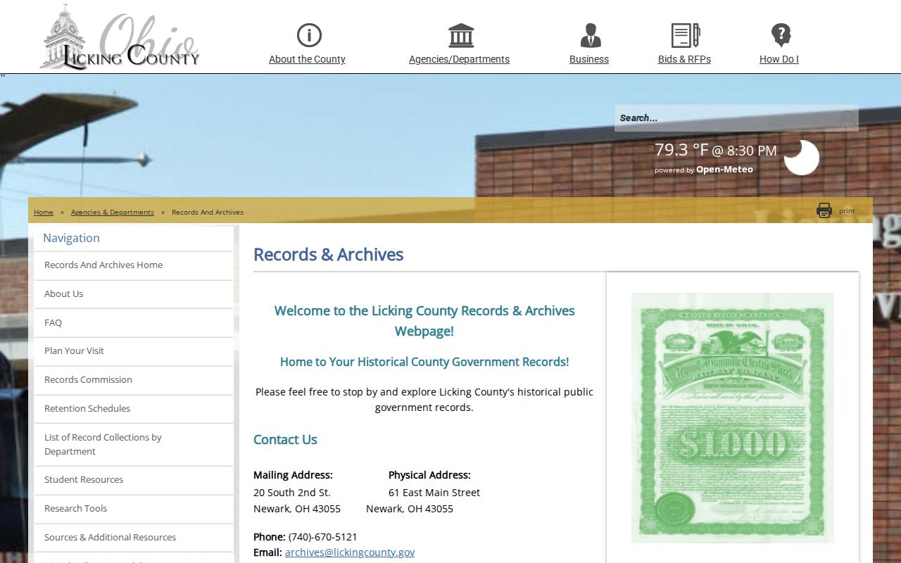 Licking County court docket Records and Archives Center